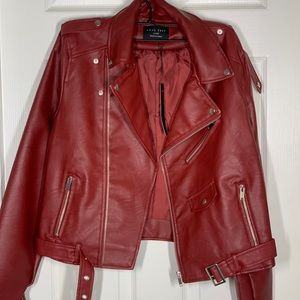 Maroon Faux Leather Jacket